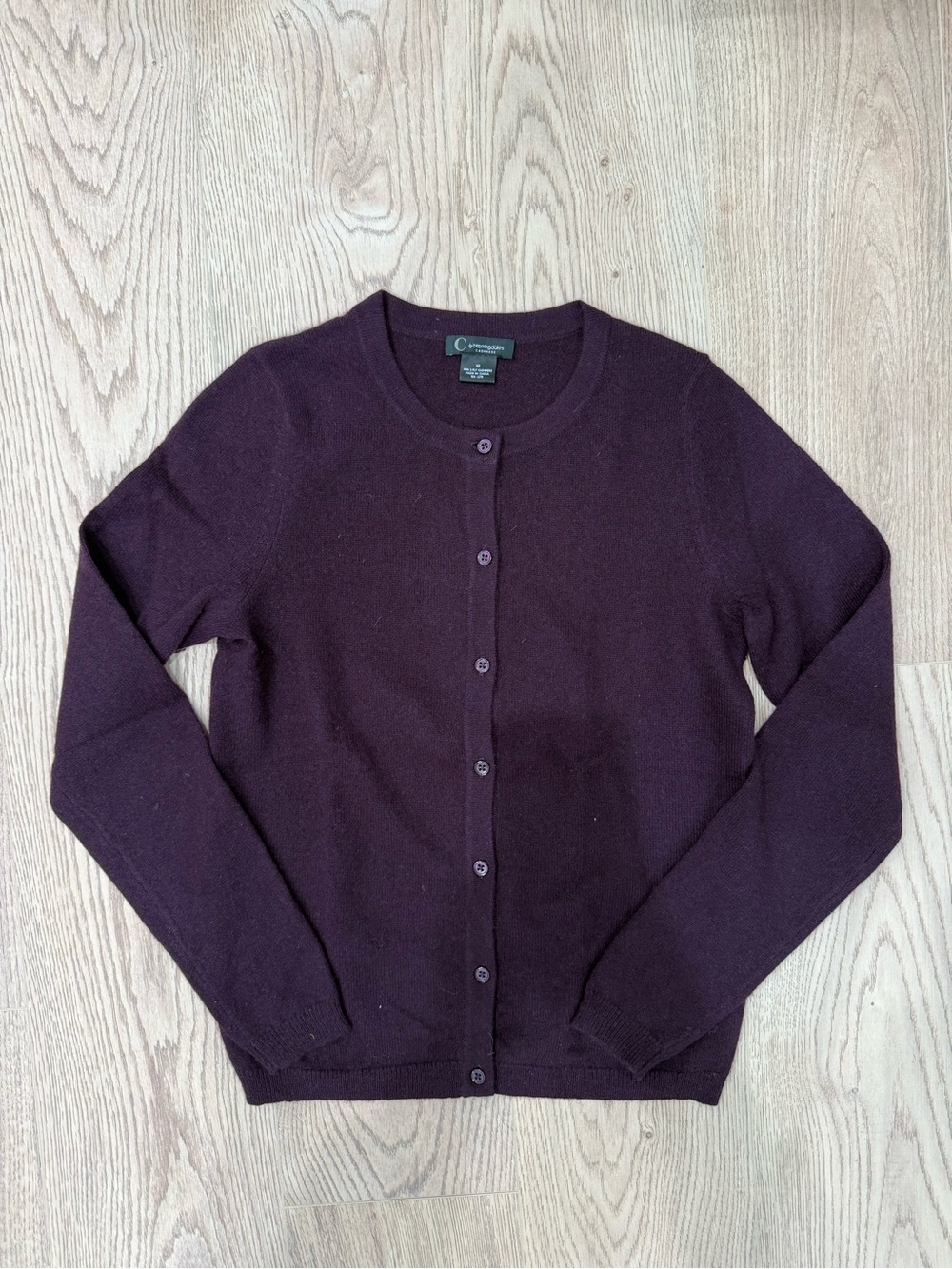 Women's Cashmere Plum Crewneck Button-Front Cardigan